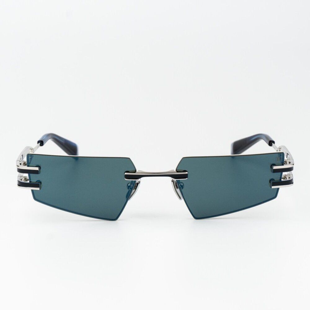Balmain Women Sunglasses Titanium Silver Blue Mirror Geometric FIXE BPS-123E-54 - Picture 4 of 13